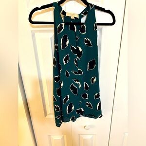 Green and black leaf pattern sleeveless Racerback top from LOFT